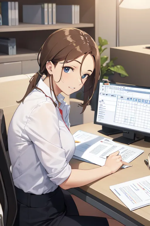 Office worker filling out timesheet